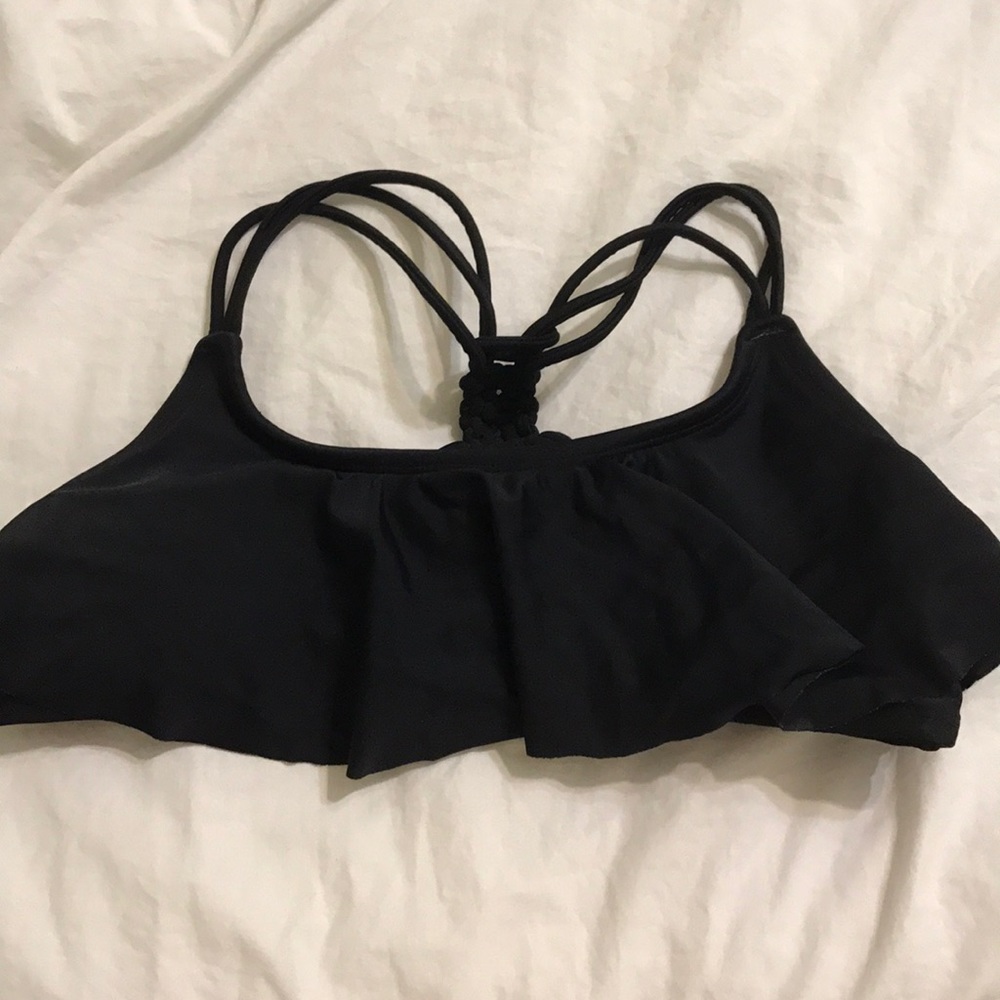 Xhilaration black ruffle flowy bikini top